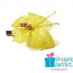 Butterfly Hair Clip, Yellow Butterfly, Lace..