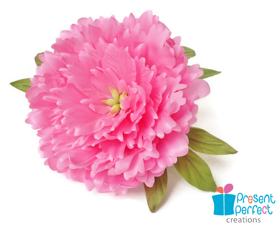 Silk Peony Barrette, Pink Flower, Wedding Fabric Flower