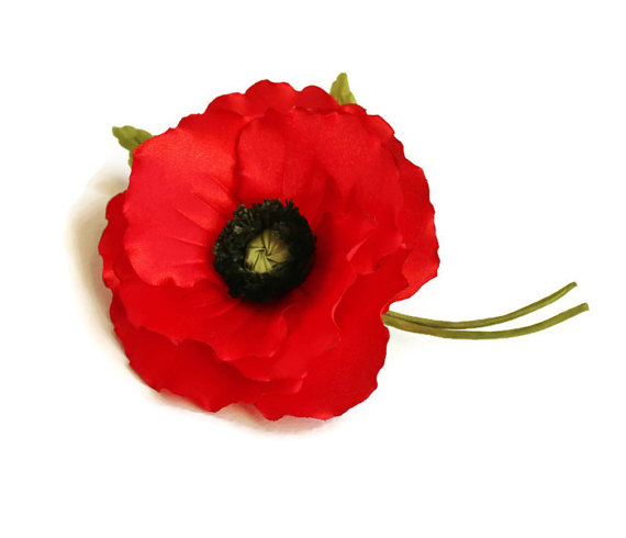 Red Fabric Poppy, Red Poppy Corsage, Remembrance Day Poppy Pin